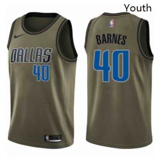 Youth Nike Dallas Mavericks 40 Harrison Barnes Swingman Green Salute to Service NBA Jersey